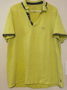 Men's Armani Exchange Yellow/Black 3-Button V-Neck Polo Shirt Size XXL 2XL